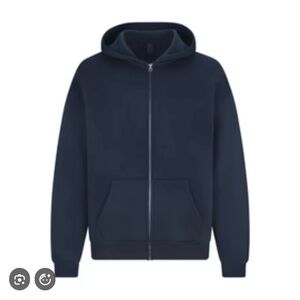 SKIMS Fleece Lounge Zip Up Hoodie in Navy NWT sz L